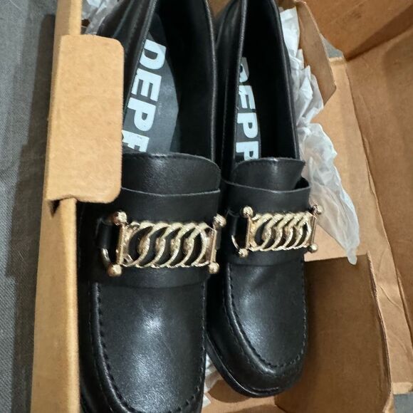 ASOS London Rebel women’s wide for heeled loafers, black UK 5 - Picture 4 of 5